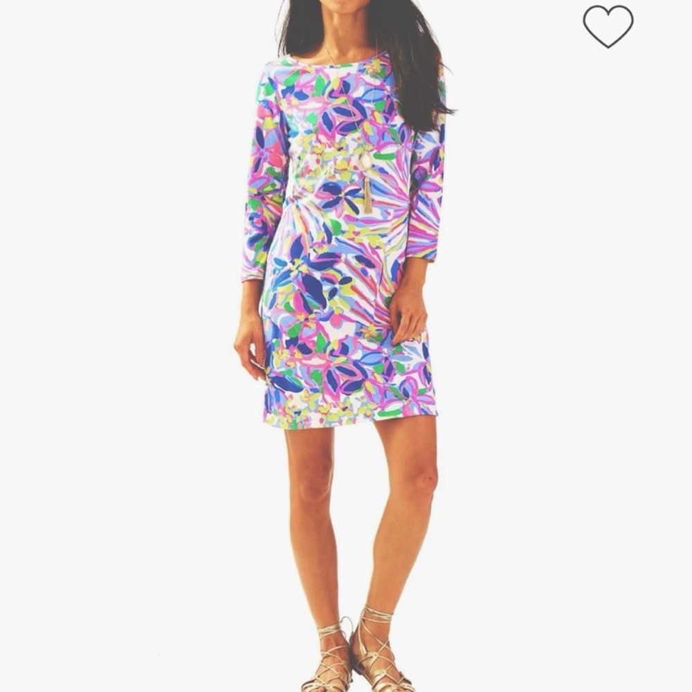 Lilly Pulitzer Marlowe Dress Multicolor Print 3/4 Sleeve Shift Size Large